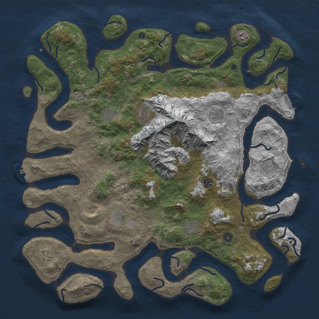 Rust Map: Procedural Map, Size: 5000, Seed: 921643, 19 Monuments