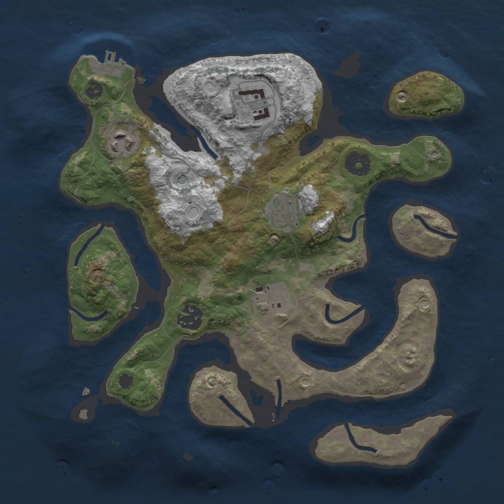 Rust Map: Procedural Map, Size: 3000, Seed: 2029327495, 12 Monuments