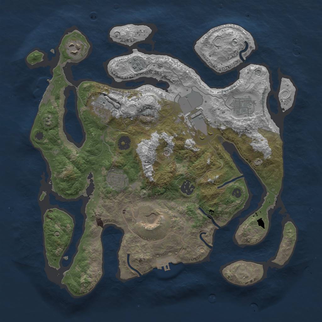 Rust Map: Procedural Map, Size: 3500, Seed: 71449173, 16 Monuments