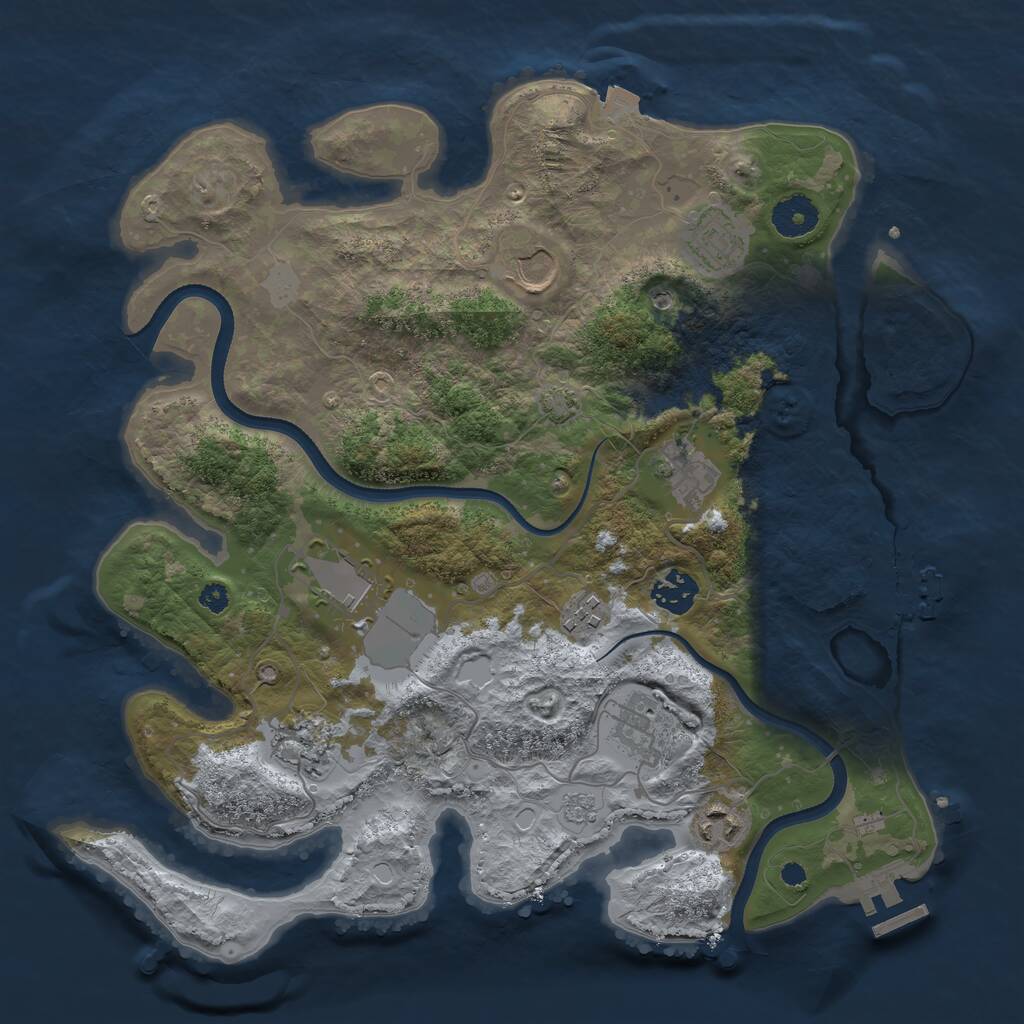 Rust Map: Procedural Map, Size: 3525, Seed: 993459, 15 Monuments