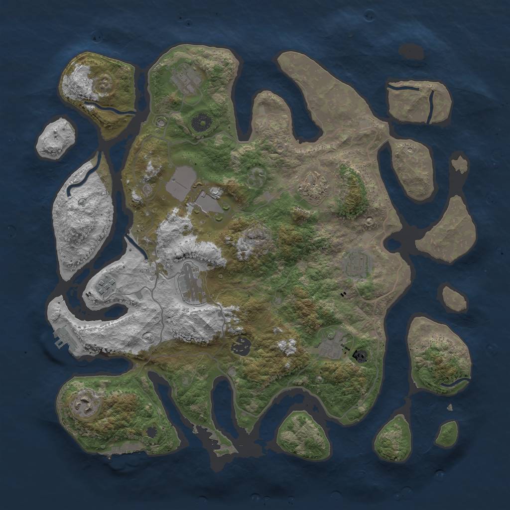 Rust Map: Procedural Map, Size: 4000, Seed: 73047685, 13 Monuments