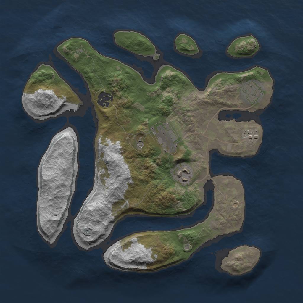 Rust Map: Barren, Size: 3000, Seed: 512796, 8 Monuments