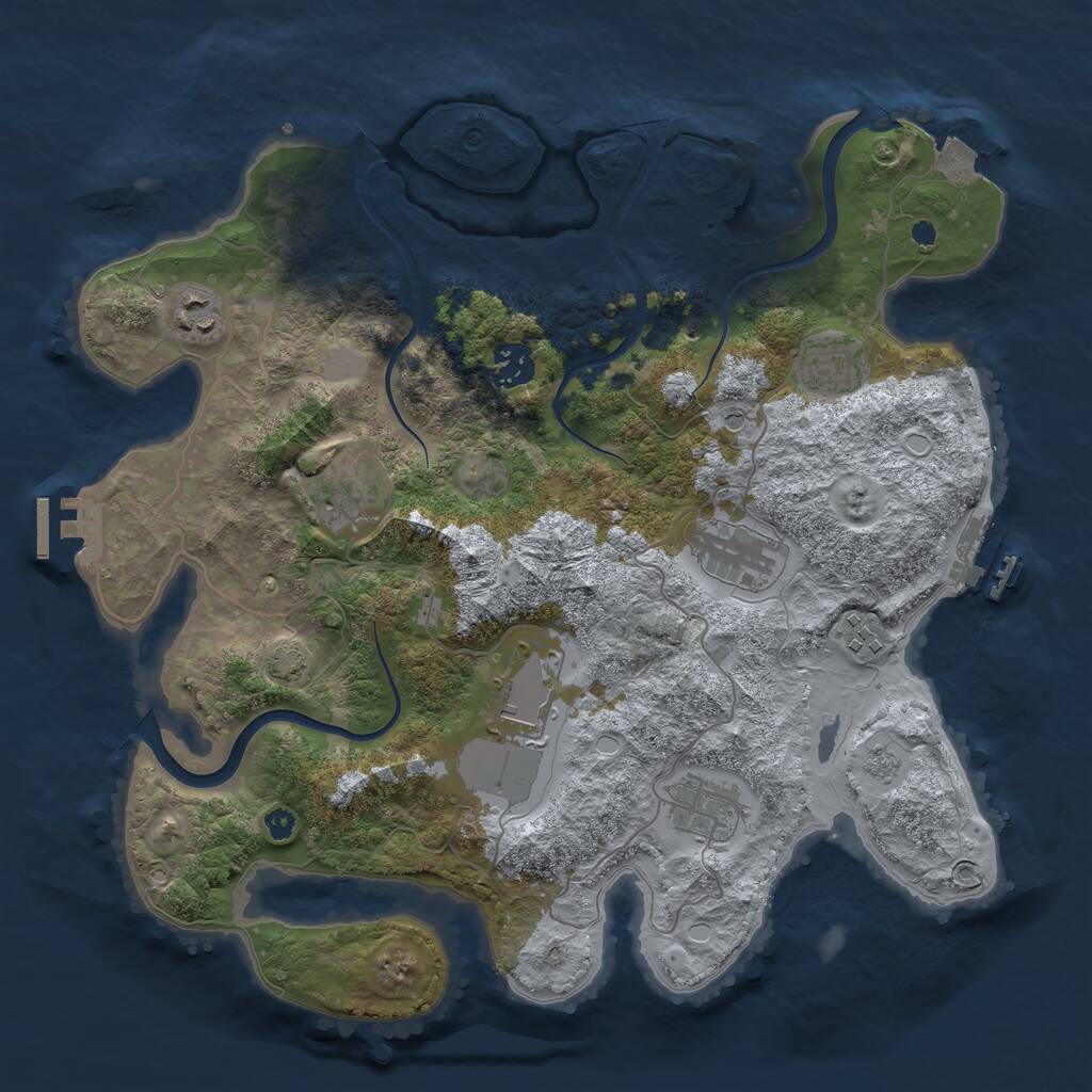 Rust Map: Procedural Map, Size: 3600, Seed: 159361703, 14 Monuments