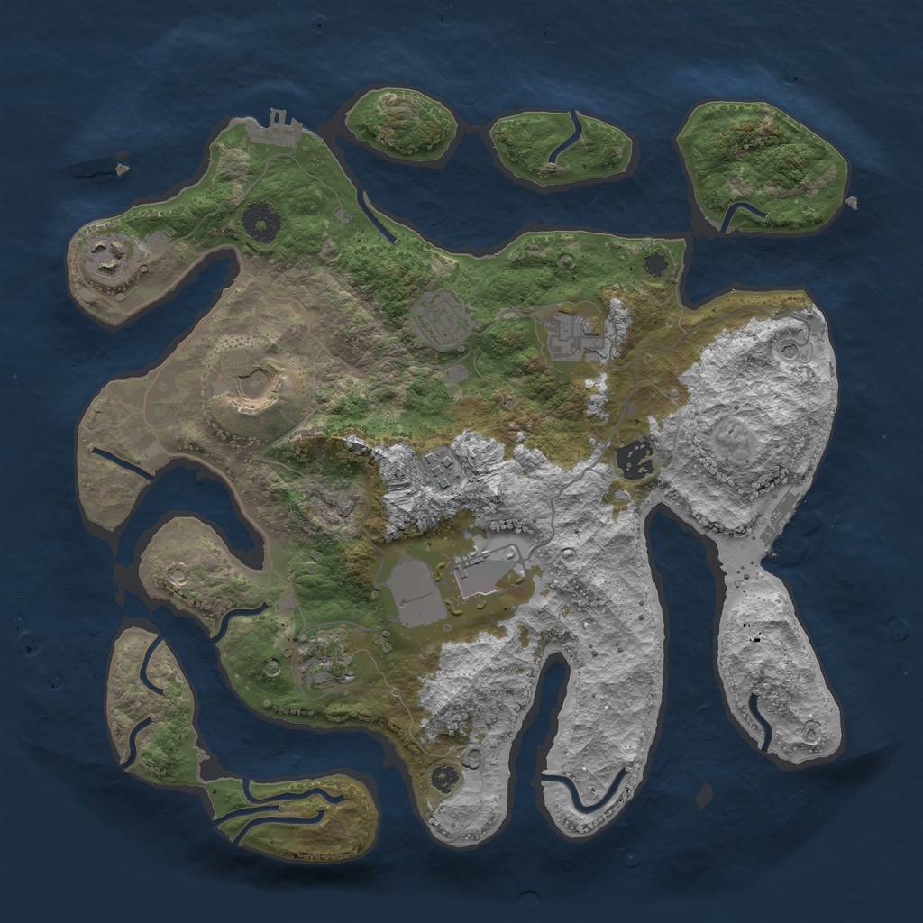 Rust Map: Procedural Map, Size: 3600, Seed: 159361703, 13 Monuments