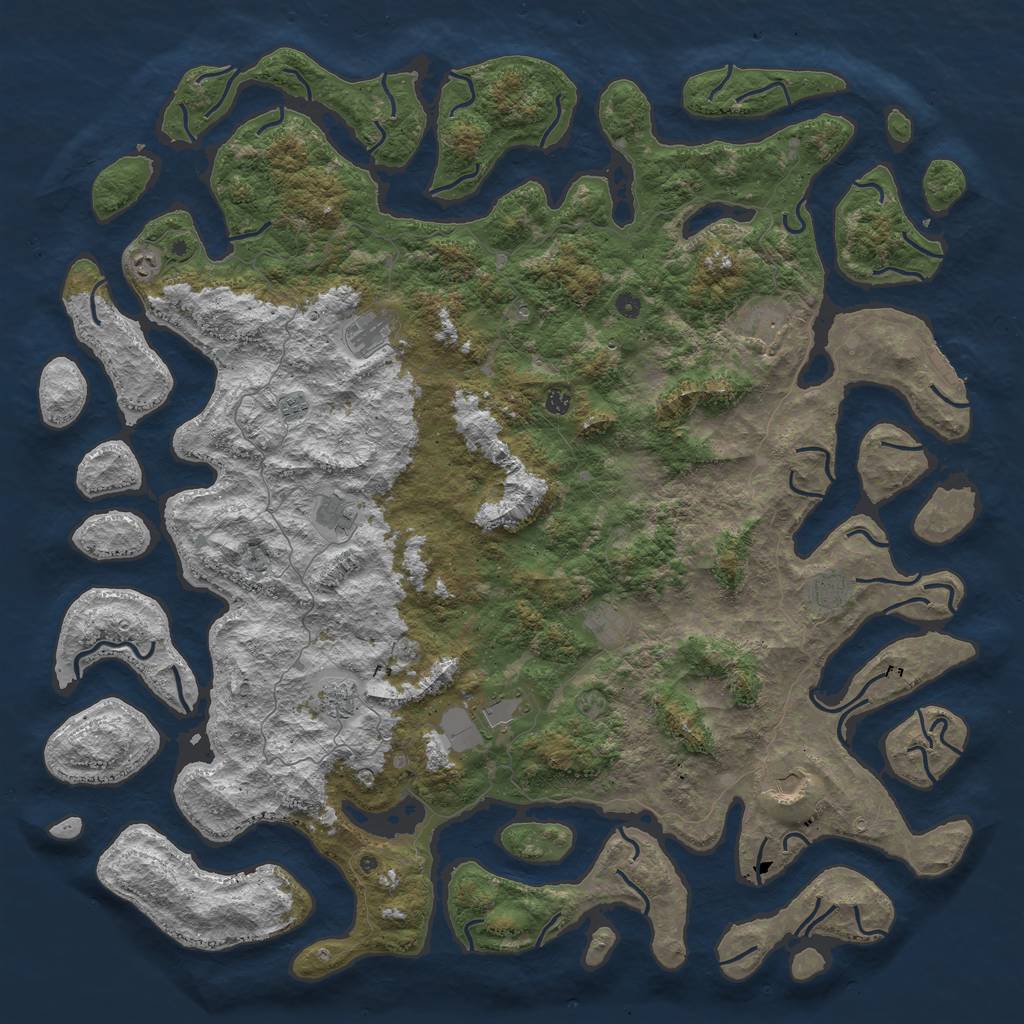 Rust Map: Procedural Map, Size: 6000, Seed: 45378943, 15 Monuments