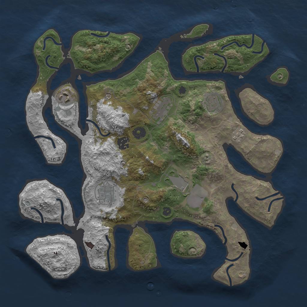 Rust Map: Procedural Map, Size: 3600, Seed: 100014142, 10 Monuments