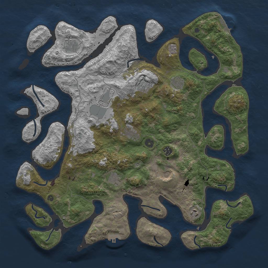Rust Map: Procedural Map, Size: 4500, Seed: 404360351, 21 Monuments