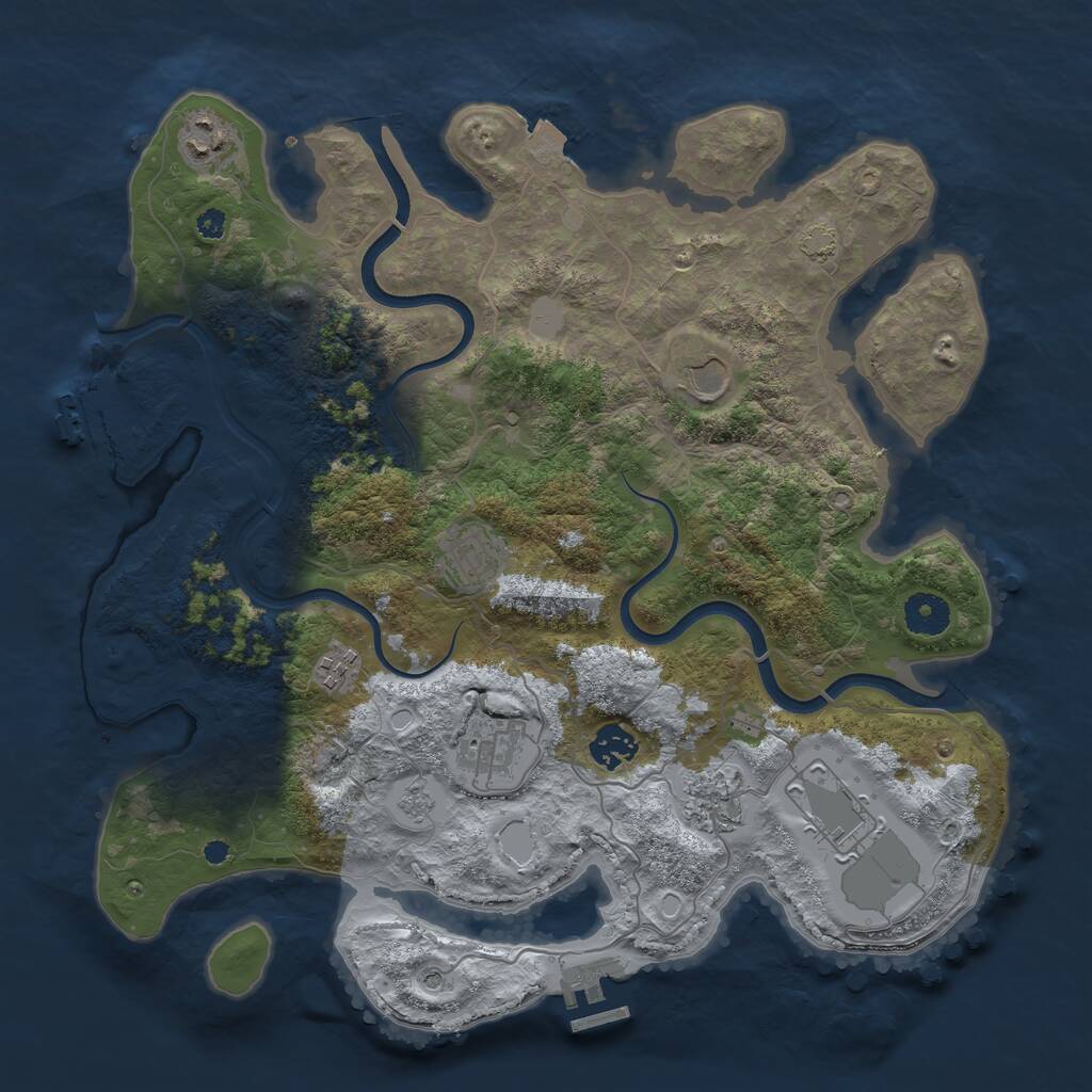 Rust Map: Procedural Map, Size: 3700, Seed: 879198, 14 Monuments