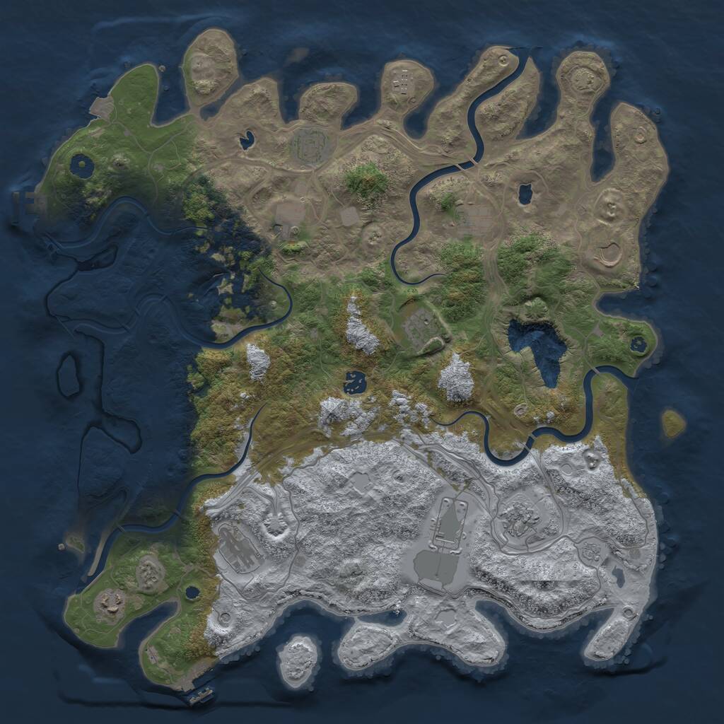Rust Map: Procedural Map, Size: 4500, Seed: 654654, 17 Monuments