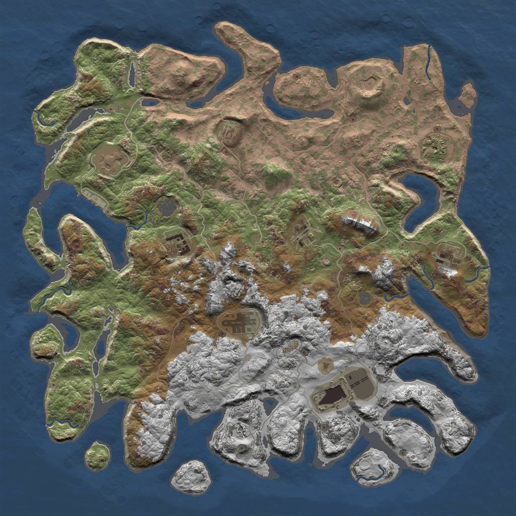 Rust Map: Procedural Map, Size: 4500, Seed: 654654, 15 Monuments