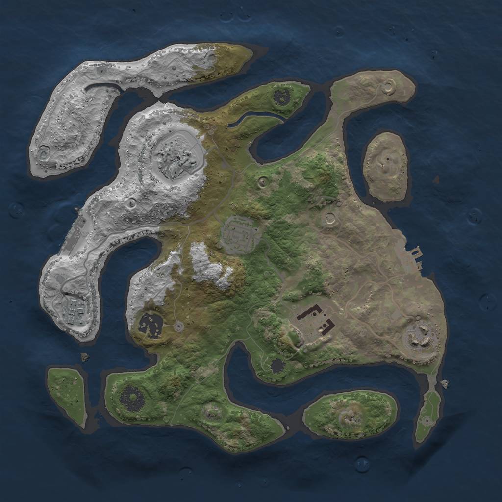 Rust Map: Procedural Map, Size: 3000, Seed: 1979219481, 11 Monuments