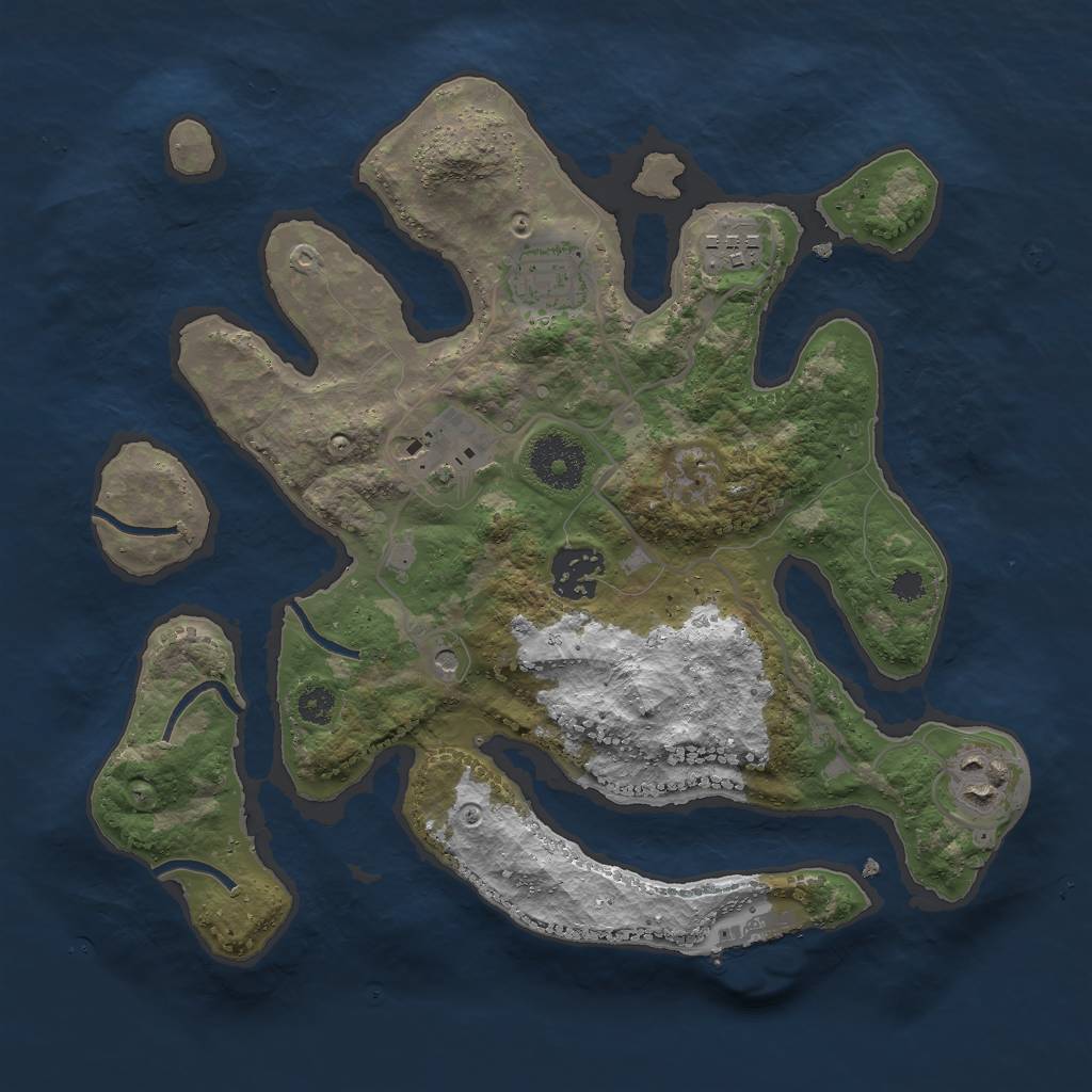 Rust Map: Procedural Map, Size: 3000, Seed: 102749384, 9 Monuments