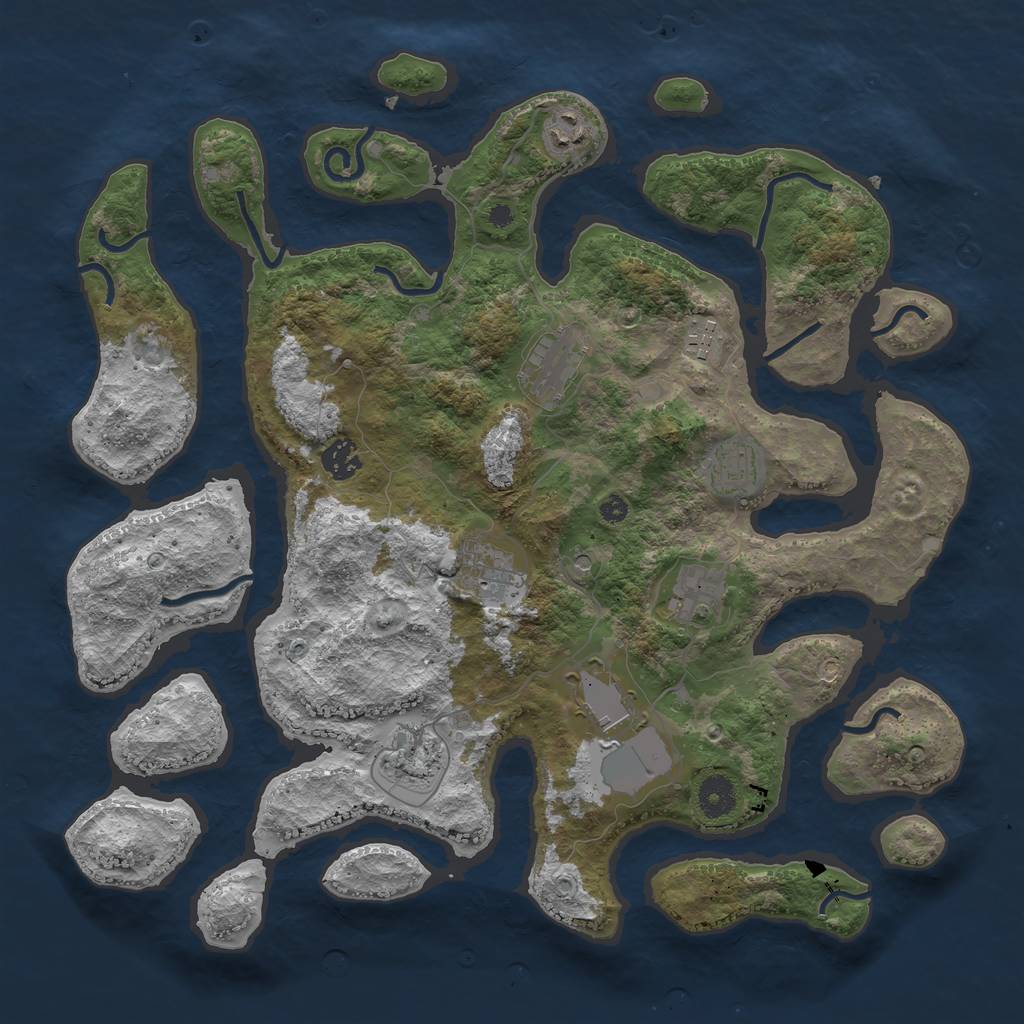 Rust Map: Procedural Map, Size: 3861, Seed: 14257, 12 Monuments