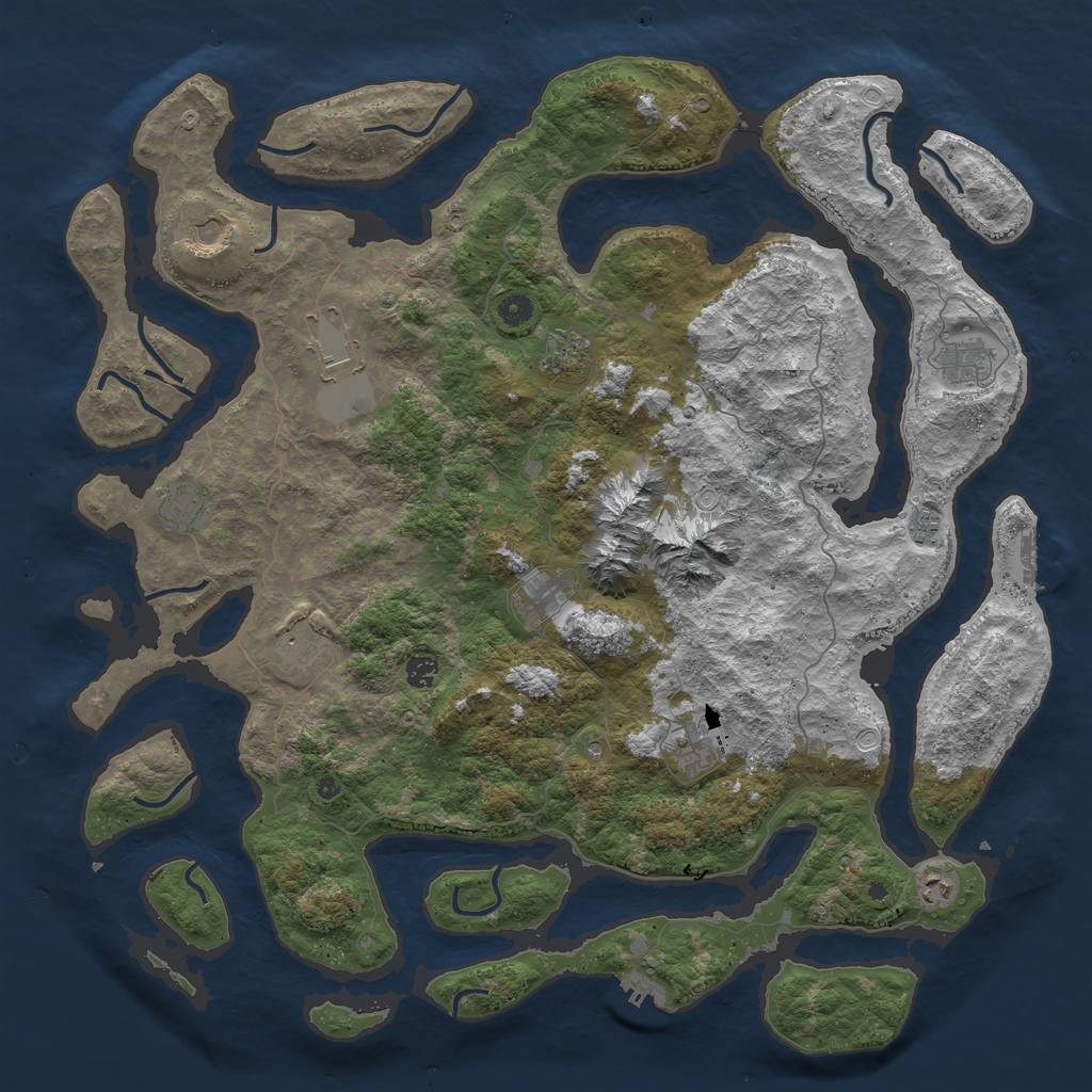 Rust Map: Procedural Map, Size: 5000, Seed: 315364541, 19 Monuments