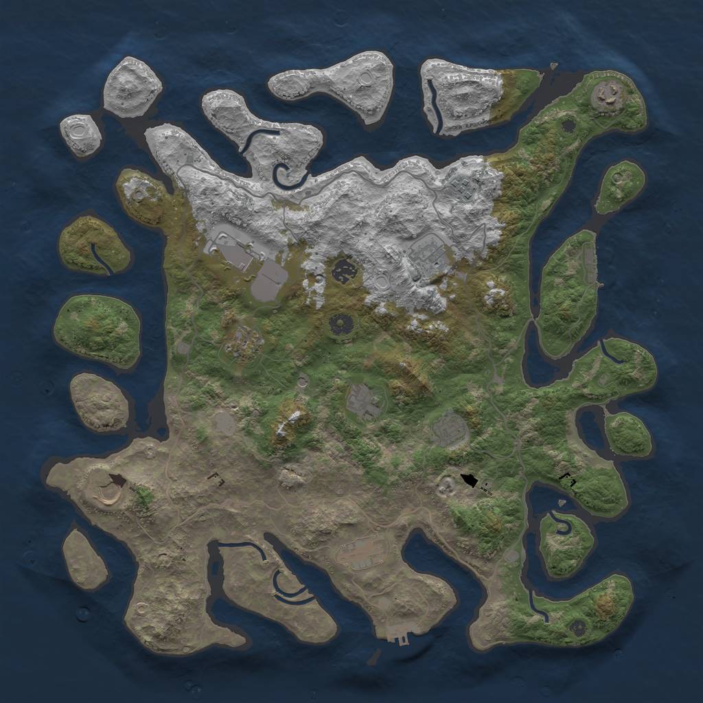 Rust Map: Procedural Map, Size: 4500, Seed: 326217, 18 Monuments