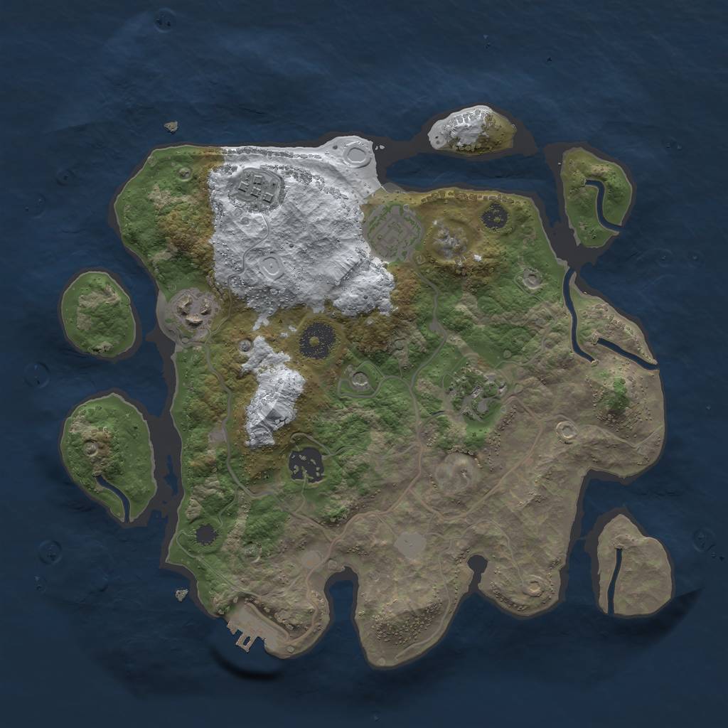 Rust Map: Procedural Map, Size: 3000, Seed: 2408741, 12 Monuments