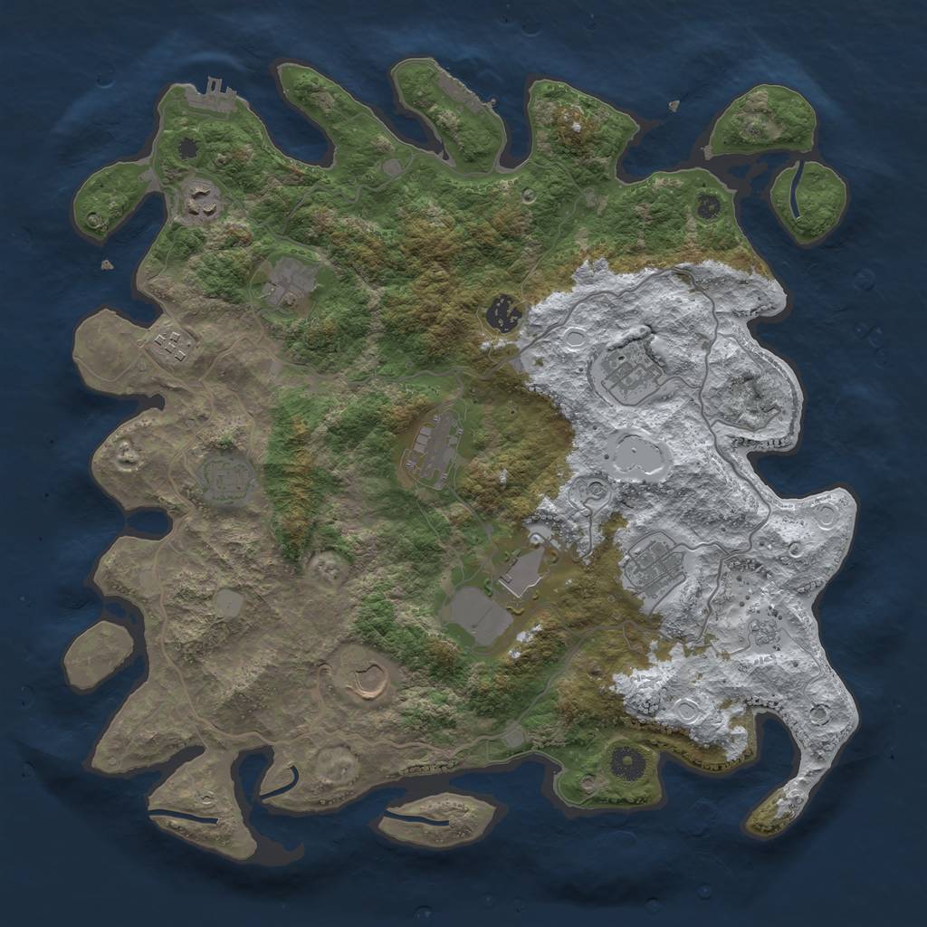 Rust Map: Procedural Map, Size: 4000, Seed: 690420, 19 Monuments