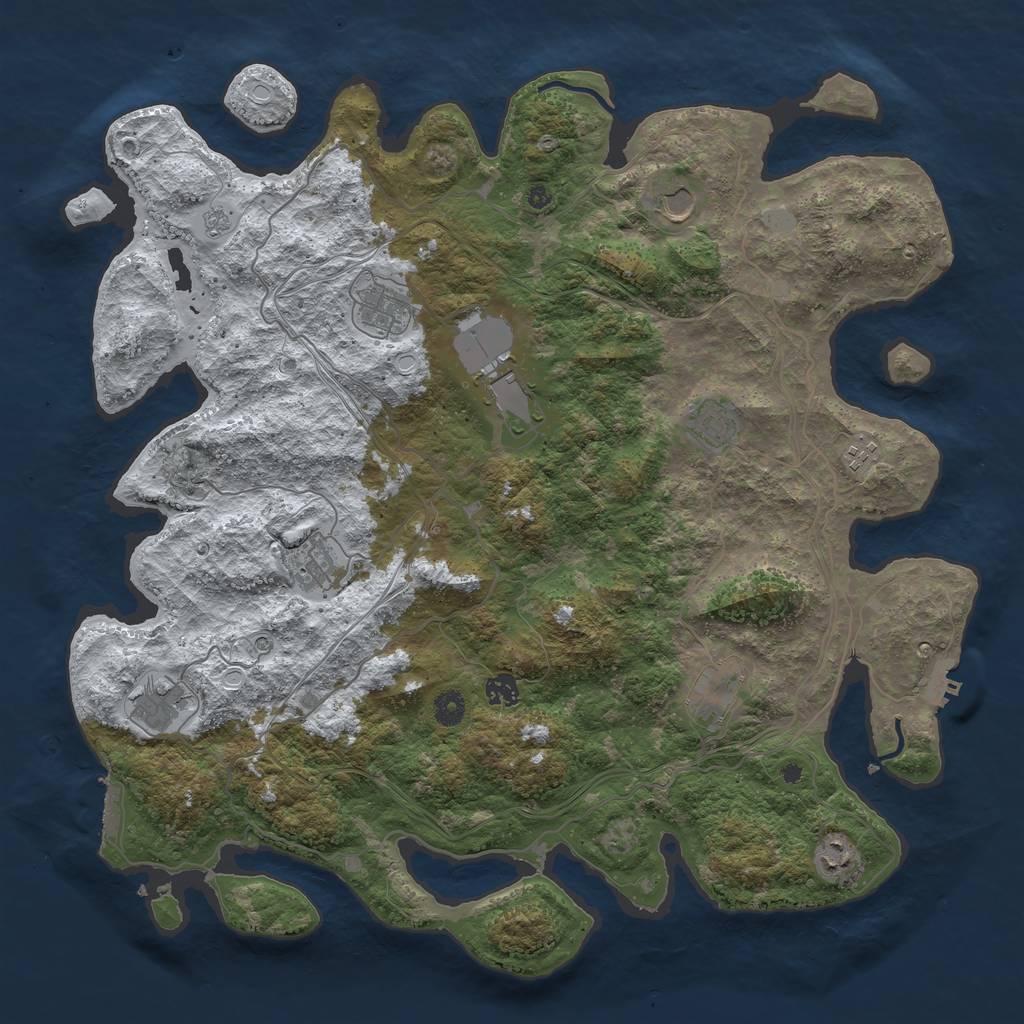 Rust Map: Procedural Map, Size: 4500, Seed: 2056961240, 19 Monuments