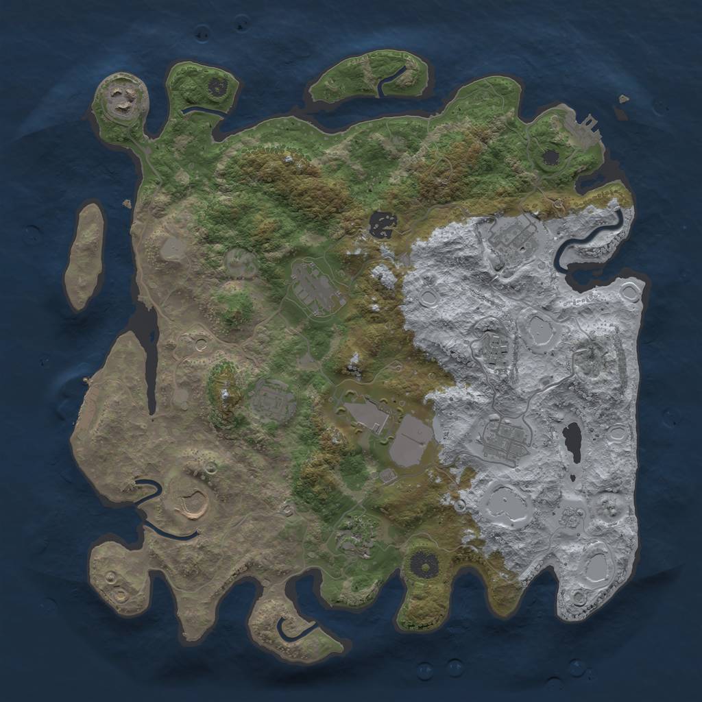 Rust Map: Procedural Map, Size: 3700, Seed: 102214, 17 Monuments