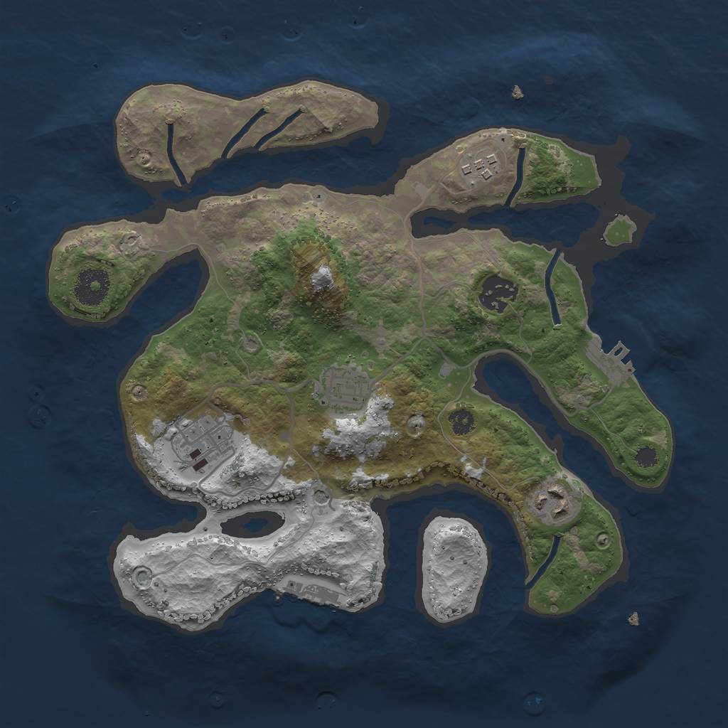 Rust Map: Procedural Map, Size: 3000, Seed: 597345, 10 Monuments