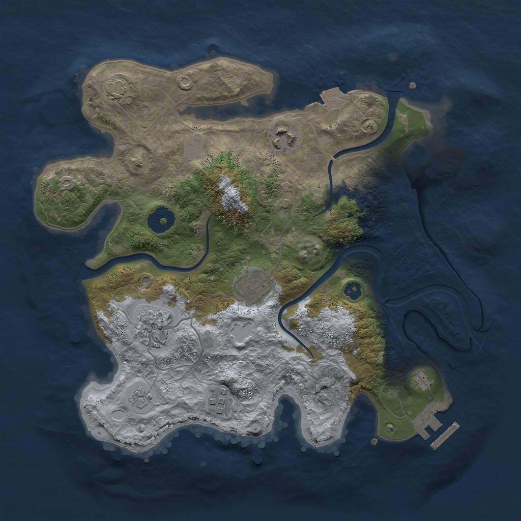 Rust Map: Procedural Map, Size: 3000, Seed: 597345, 8 Monuments
