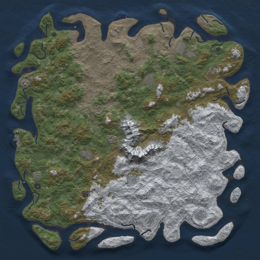 Rust Map: Procedural Map, Size: 6000, Seed: 23678, 20 Monuments