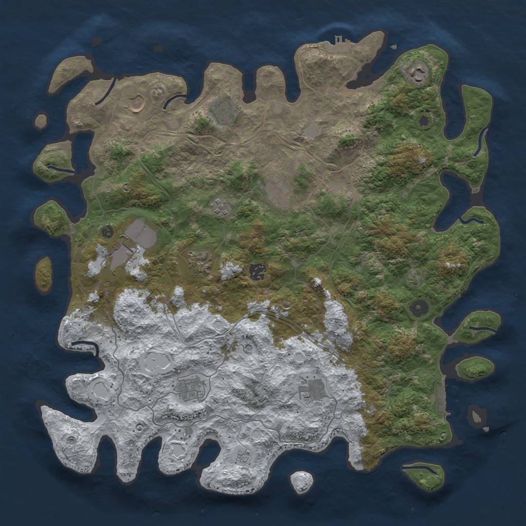 Rust Map: Procedural Map, Size: 4500, Seed: 48975639, 19 Monuments