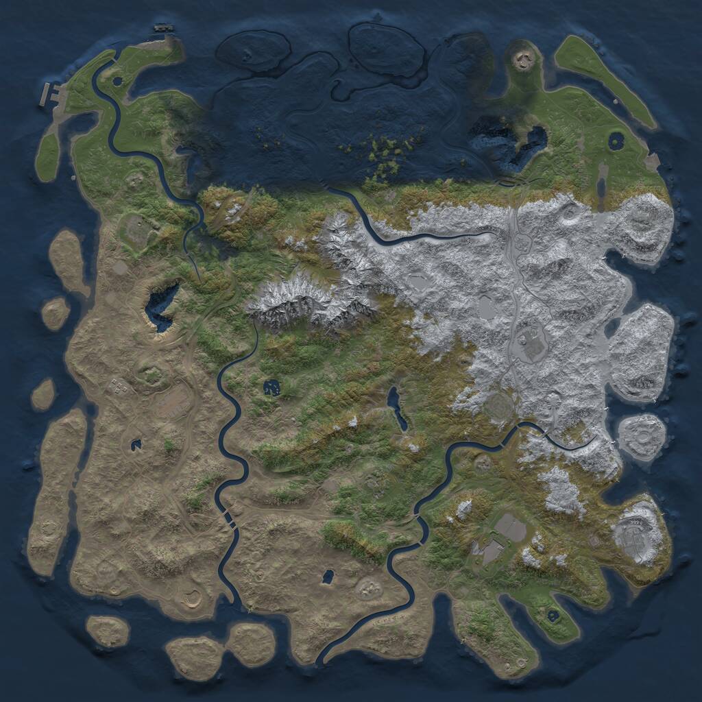 Rust Map: Procedural Map, Size: 6000, Seed: 19770210, 17 Monuments