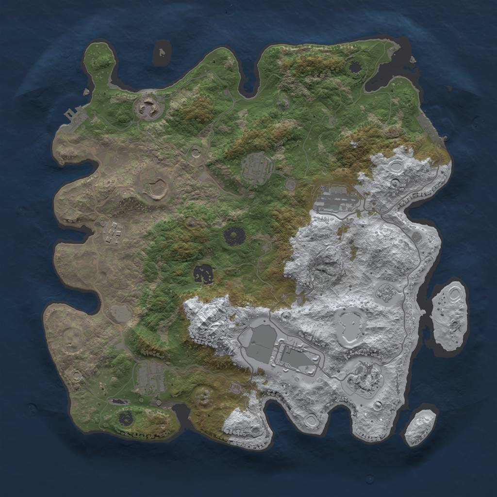 Rust Map: Procedural Map, Size: 3600, Seed: 415796716, 18 Monuments