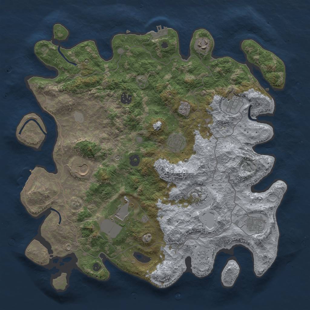 Rust Map: Procedural Map, Size: 4000, Seed: 13021999, 18 Monuments