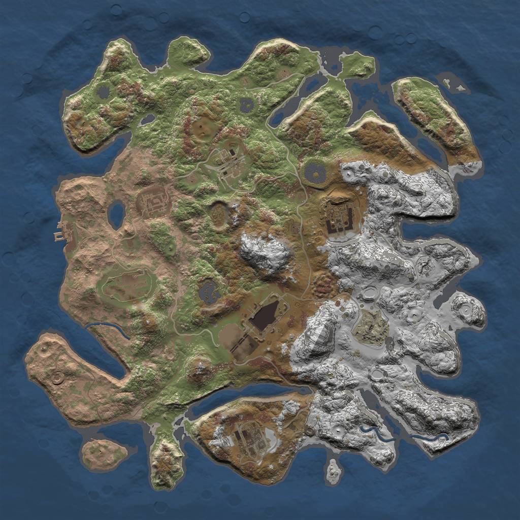 Rust Map: Procedural Map, Size: 3600, Seed: 114798714, 13 Monuments