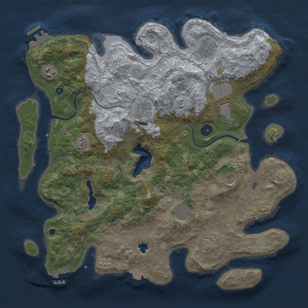 Rust Map: Procedural Map, Size: 4000, Seed: 505000, 14 Monuments