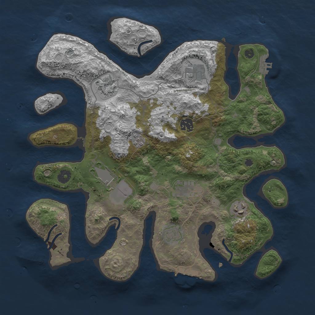 Rust Map: Procedural Map, Size: 3500, Seed: 2033224538, 18 Monuments