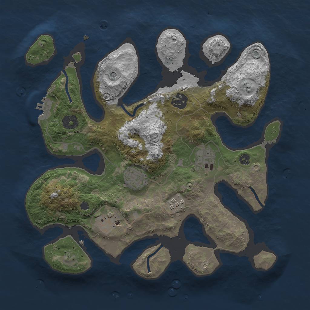 Rust Map: Procedural Map, Size: 3000, Seed: 2408771, 9 Monuments