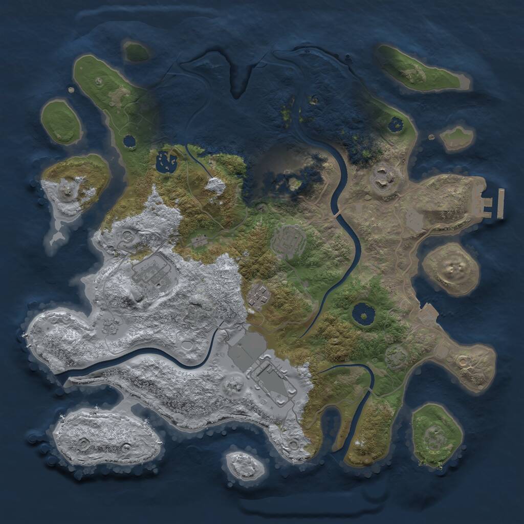 Rust Map: Procedural Map, Size: 3500, Seed: 772588330, 12 Monuments