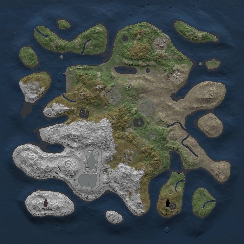 Rust Map: Procedural Map, Size: 3500, Seed: 772588330, 14 Monuments