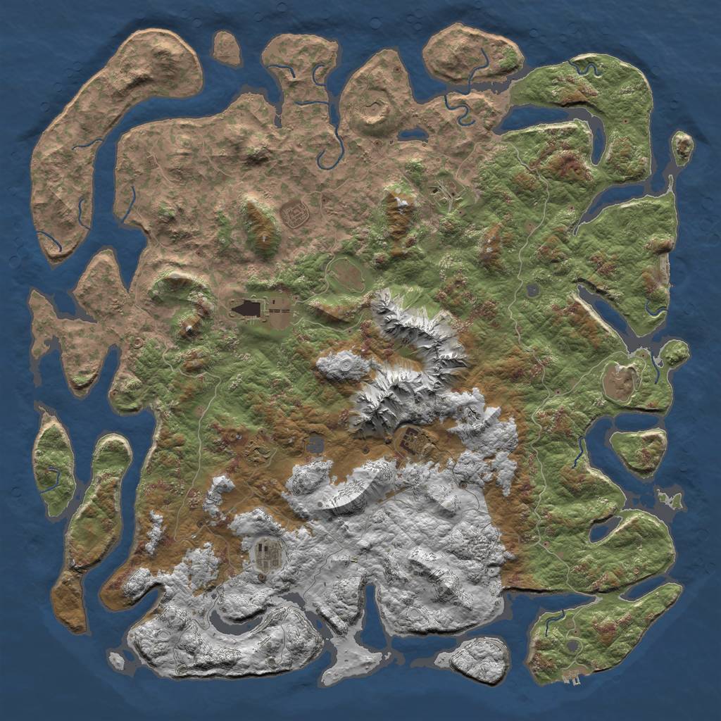 Rust Map: Procedural Map, Size: 6000, Seed: 2424, 16 Monuments