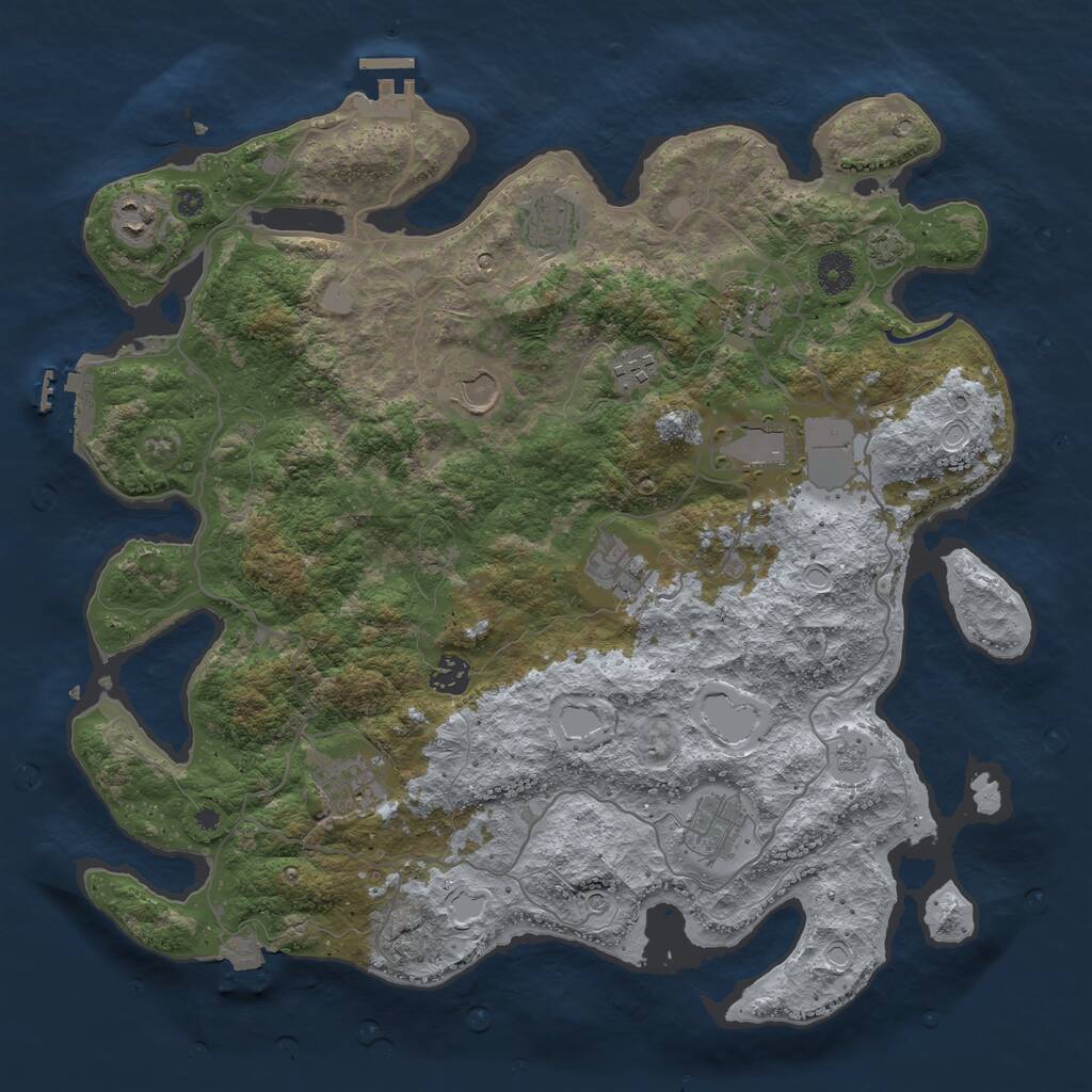 Rust Map: Procedural Map, Size: 4000, Seed: 82942, 16 Monuments