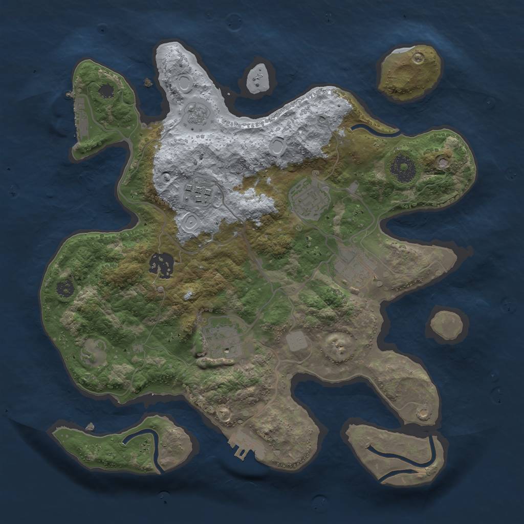 Rust Map: Procedural Map, Size: 3000, Seed: 2534521, 11 Monuments