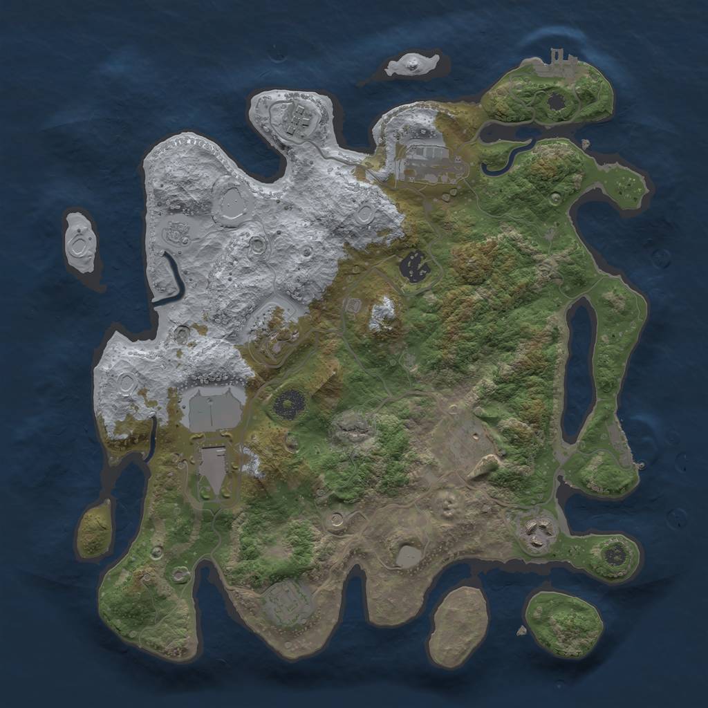 Rust Map: Procedural Map, Size: 3500, Seed: 371897303, 17 Monuments