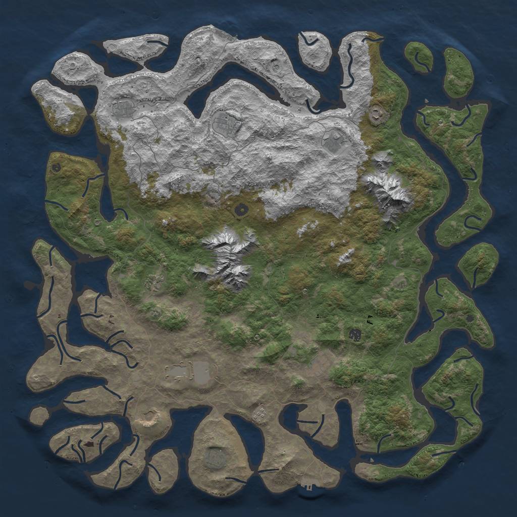 Rust Map: Procedural Map, Size: 6000, Seed: 948617538, 22 Monuments