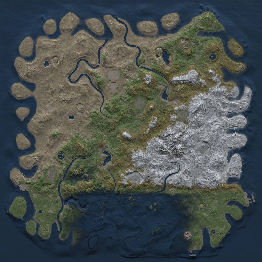 Rust Map: Procedural Map, Size: 6000, Seed: 739179, 17 Monuments