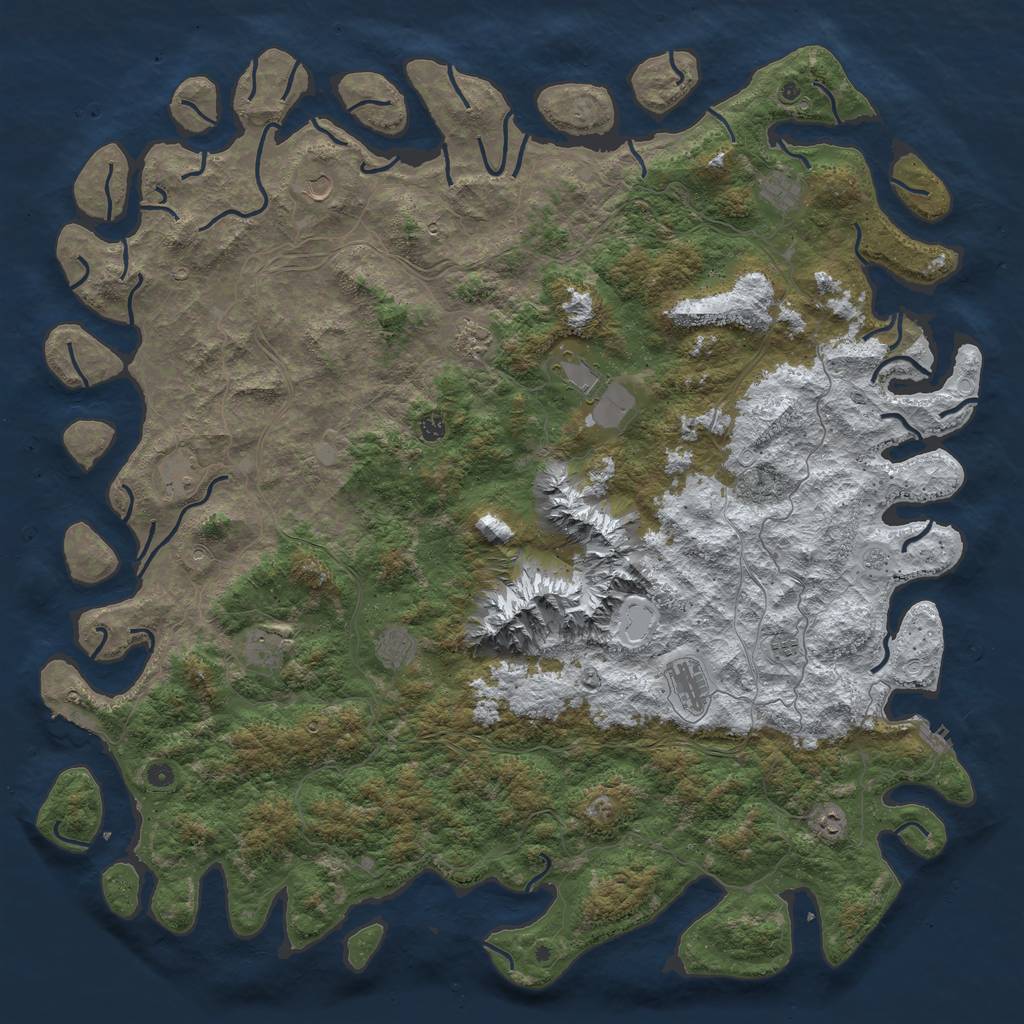 Rust Map: Procedural Map, Size: 6000, Seed: 739179, 20 Monuments