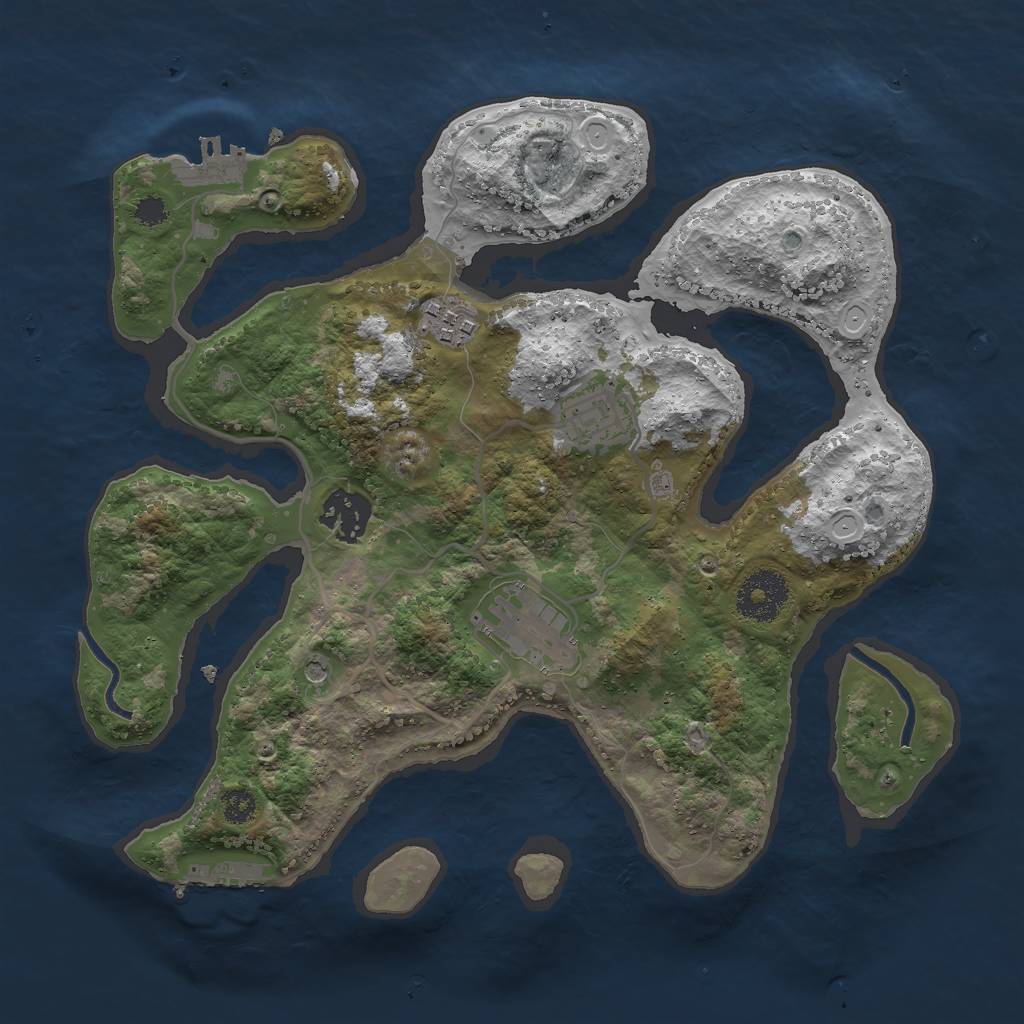 Rust Map: Procedural Map, Size: 3000, Seed: 2408794, 15 Monuments