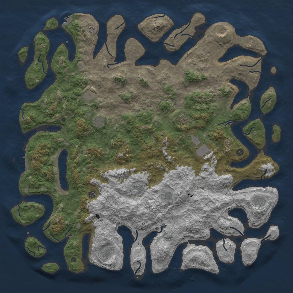 Rust Map: Procedural Map, Size: 6000, Seed: 658743, 16 Monuments