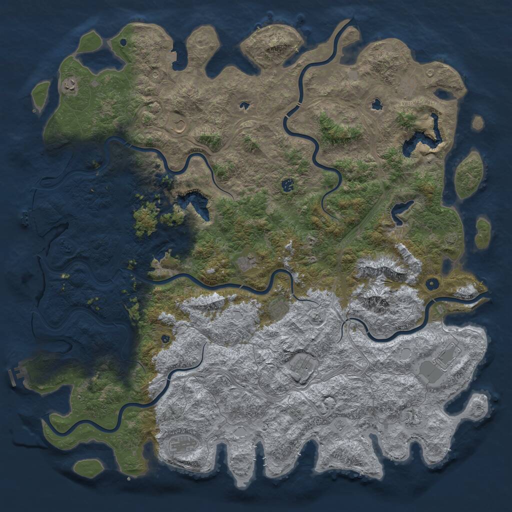 Rust Map: Procedural Map, Size: 6000, Seed: 658743, 17 Monuments
