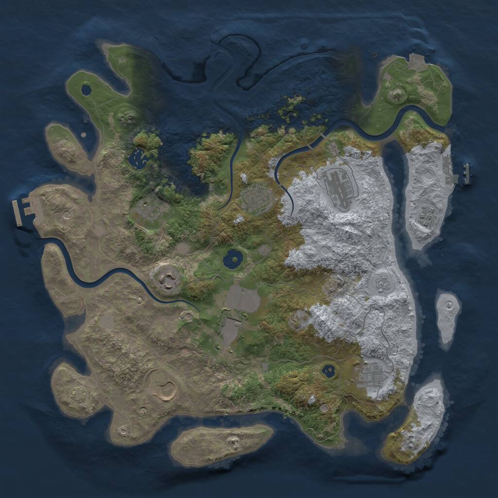 Rust Map: Procedural Map, Size: 3850, Seed: 1321422302, 15 Monuments