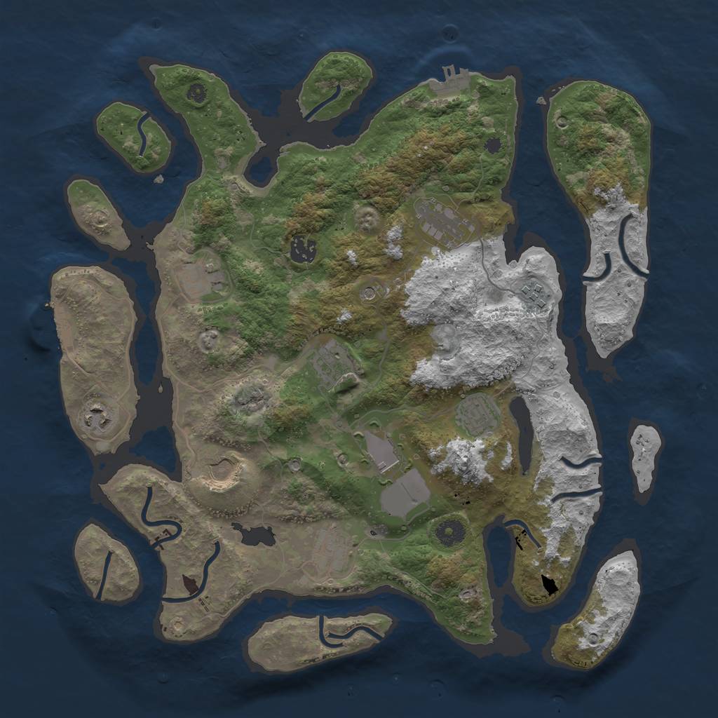 Rust Map: Procedural Map, Size: 3850, Seed: 1321422302, 15 Monuments