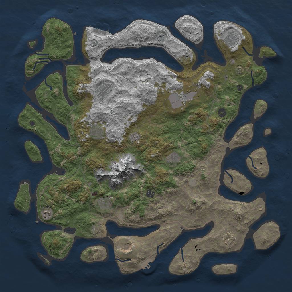 Rust Map: Procedural Map, Size: 5000, Seed: 1562637410, 19 Monuments