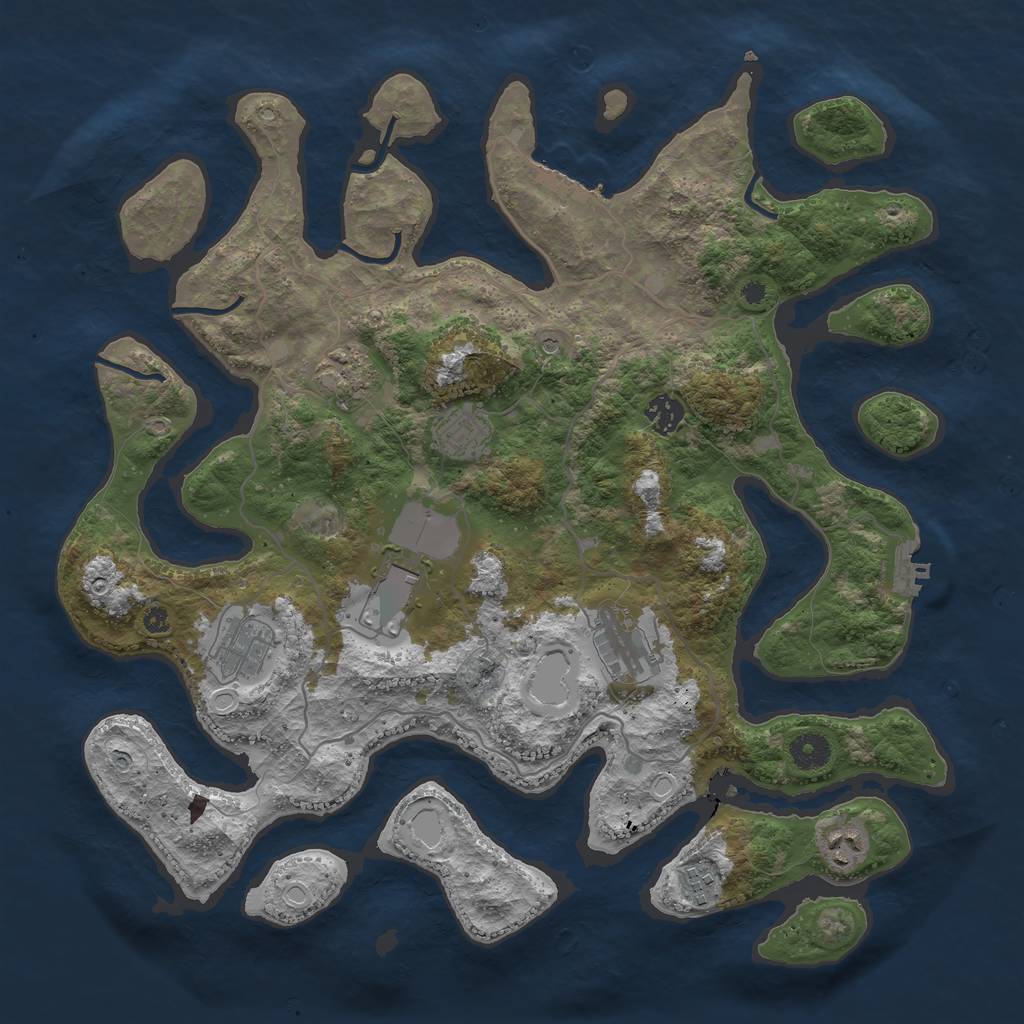 Rust Map: Procedural Map, Size: 4000, Seed: 5343243, 19 Monuments